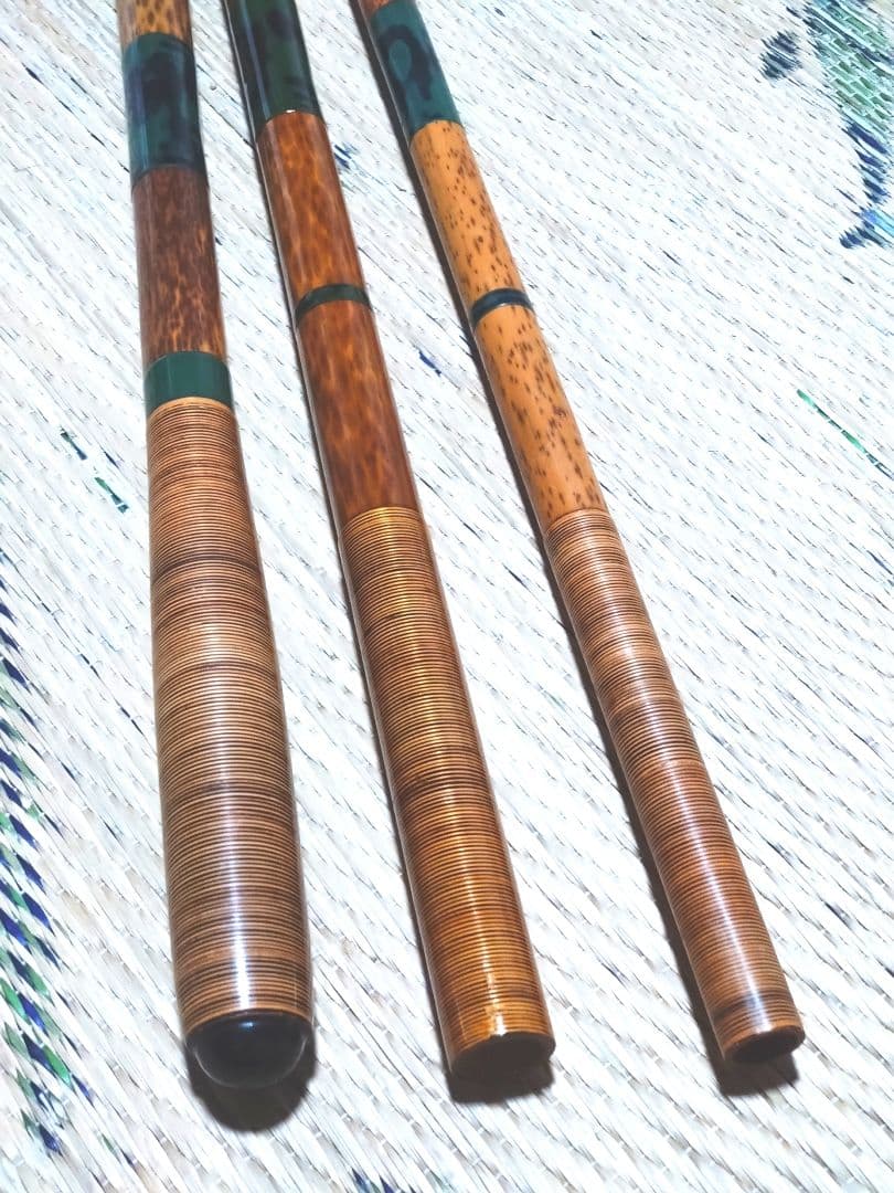 ヘラブナ 竿掛け 玉の柄 ★寿光作 紋竹 竿掛け2本物と玉の柄2本物