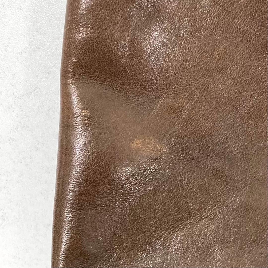 HIROFU　ヒロフ　レザートートバック　ブラウン　ビックロゴ