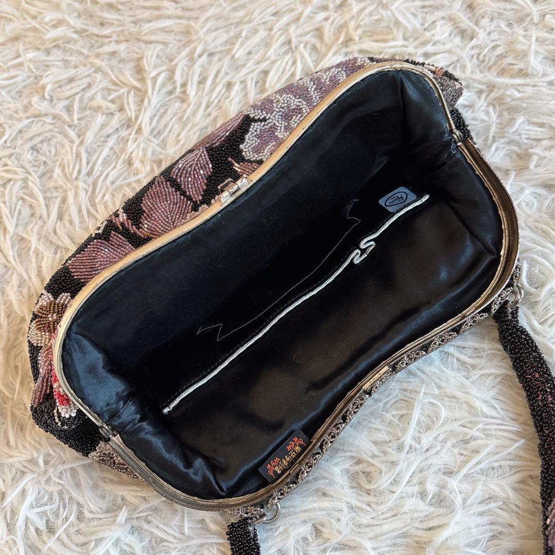 昭和レトロ 東京手刺繍 Hommey ビーズバッグ がま口 和装