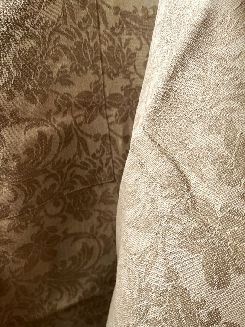 新品 リネン エプロン 花柄 ベージュ ホワイト ロング 麻 コットン 綿