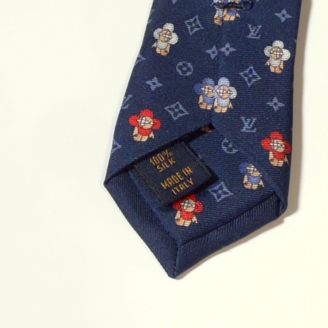 【ほぼ未使用】 ルイヴィトン モノグラム ネイビー系 ヴィヴィエンヌ ネクタイ