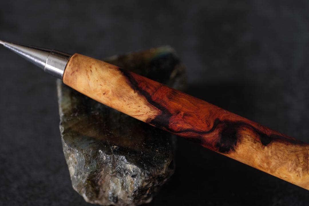 PG5木軸カスタム0240　高村杢工房 製図用シャープペンシル　花梨瘤　紅白