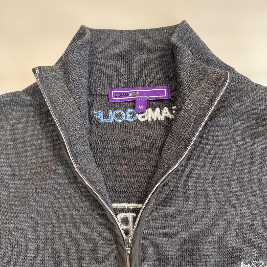 ビームスゴルフ　パープルレーベル　レディース　ハーフジップ　ウール ニット　M