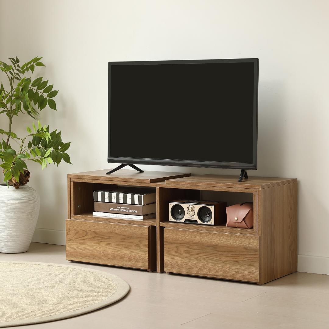 テレビ台　幅は93~172cm伸縮可能　引き出し付き　大容量　BROWN