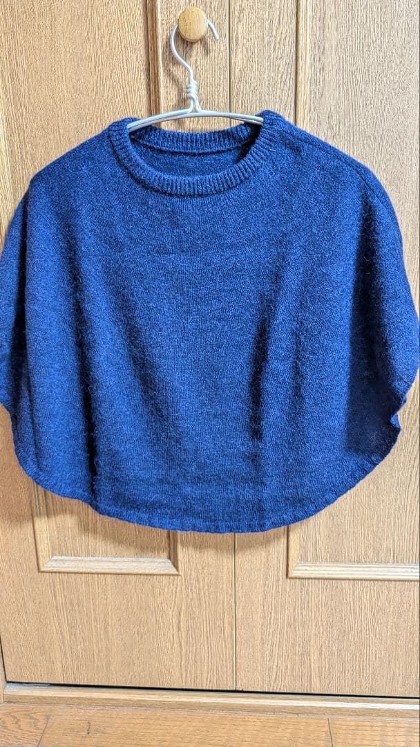 中川政七商店 重ね着するポンチョケープ ダークブルー ニット