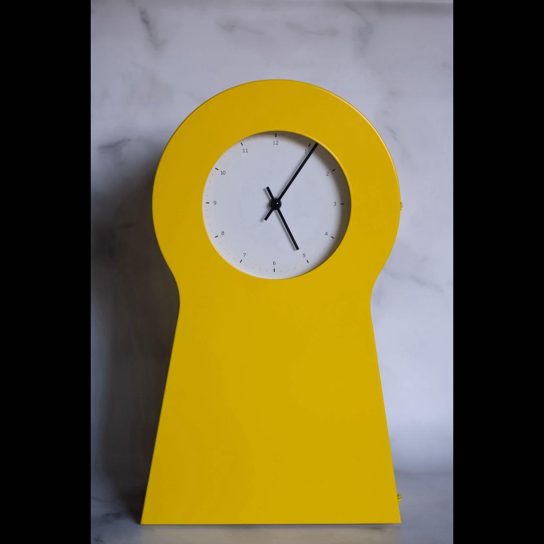 廃盤品 IKEA PS 1995 収納付き　置き時計　ポストモダン　イエロー
