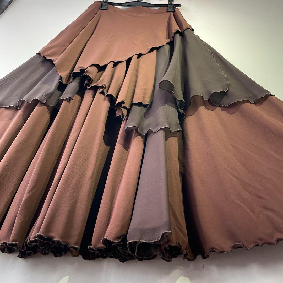 No.4413 DANCEチャコット M ブラウンスカート★社交ダンス