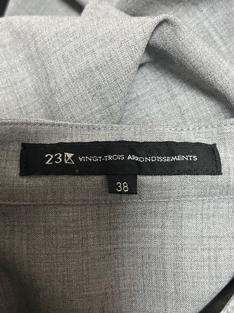 23区 【洗える】TWマットクロス シャツワンピース ライトグレー　38