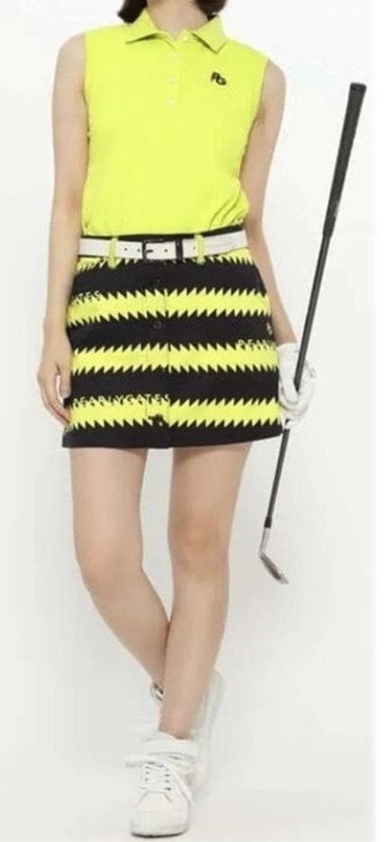 未使用3万 パーリーゲイツ ギザギザボーダー柄 ドビーストレッチ スカート 1