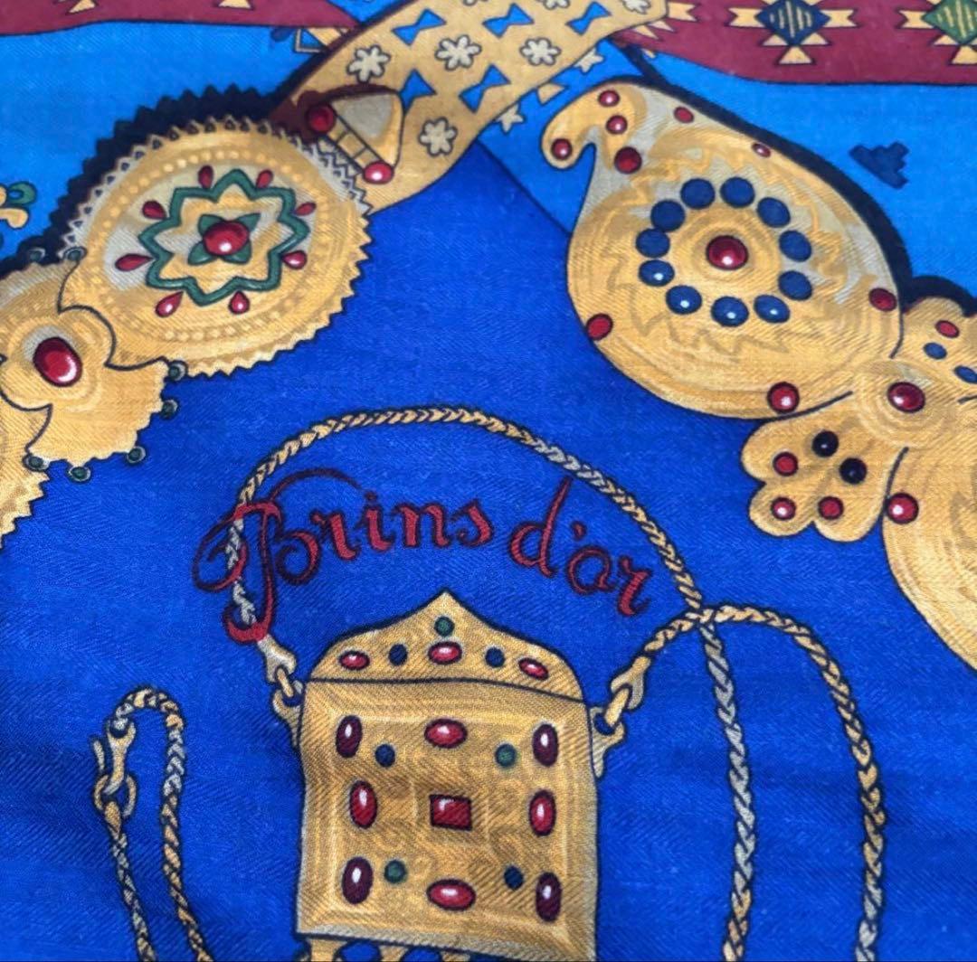 エルメス カレジェアン140 カシミヤ×シルク 『金の若枝 』スカーフ ショール