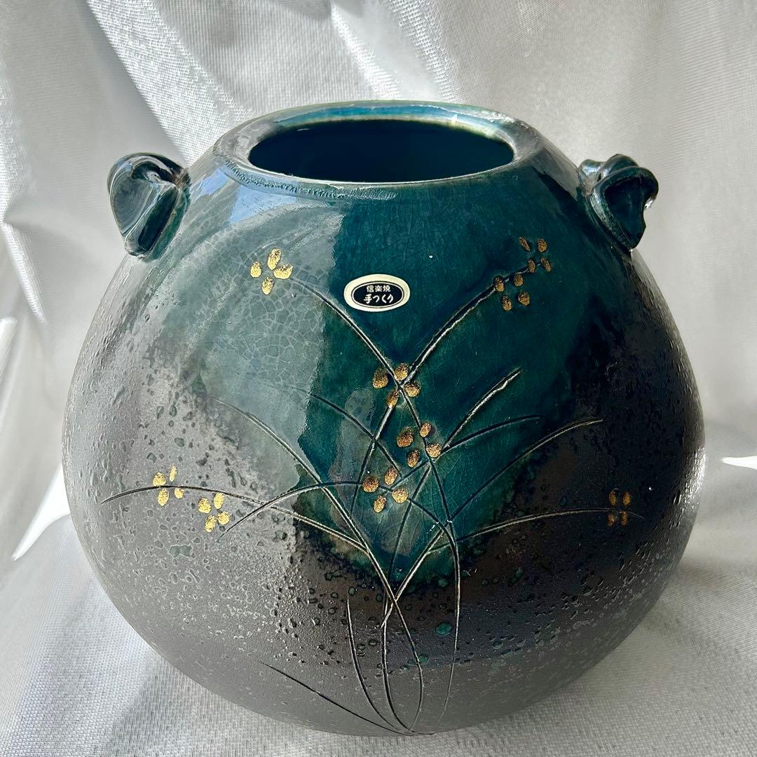 信楽焼 手作り 陶器製 花瓶 花器 フラワーベース 和風 生け花 生花