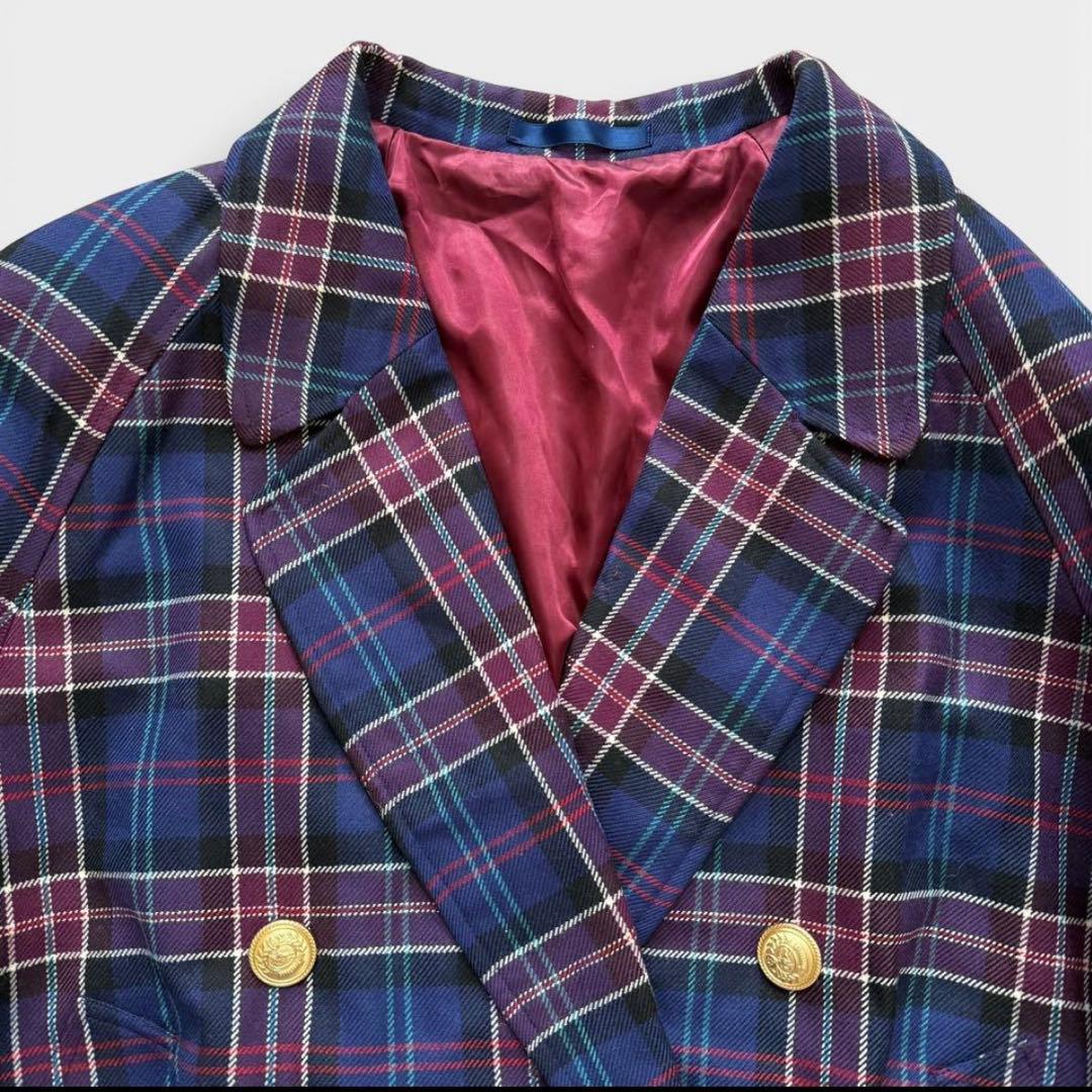 バーバリーズ チェック柄 金ボタン ダブルブレスト ジャケット オーバーサイズ