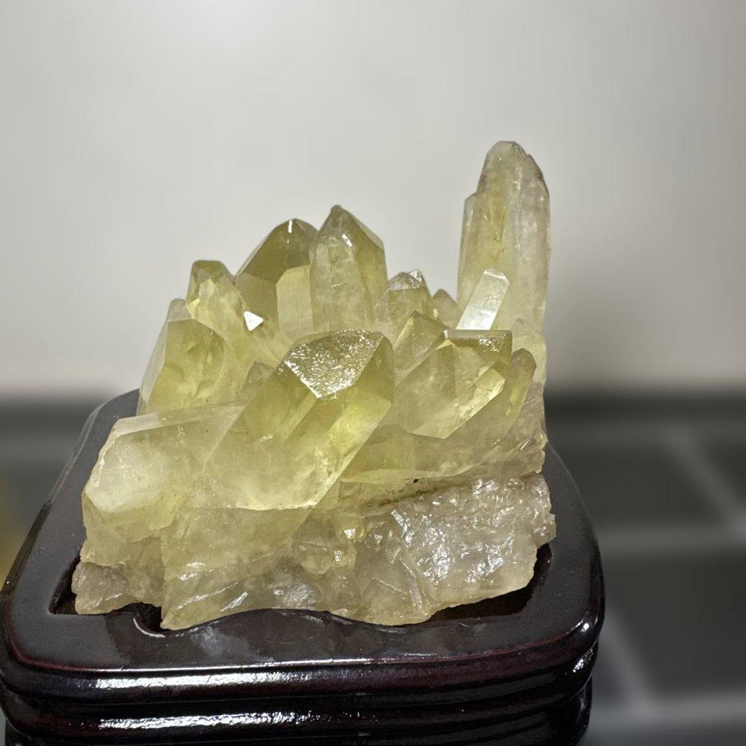 高透明　シトリンクラスター 原石 台座付き　スモーキーシトリン　ポイントセット