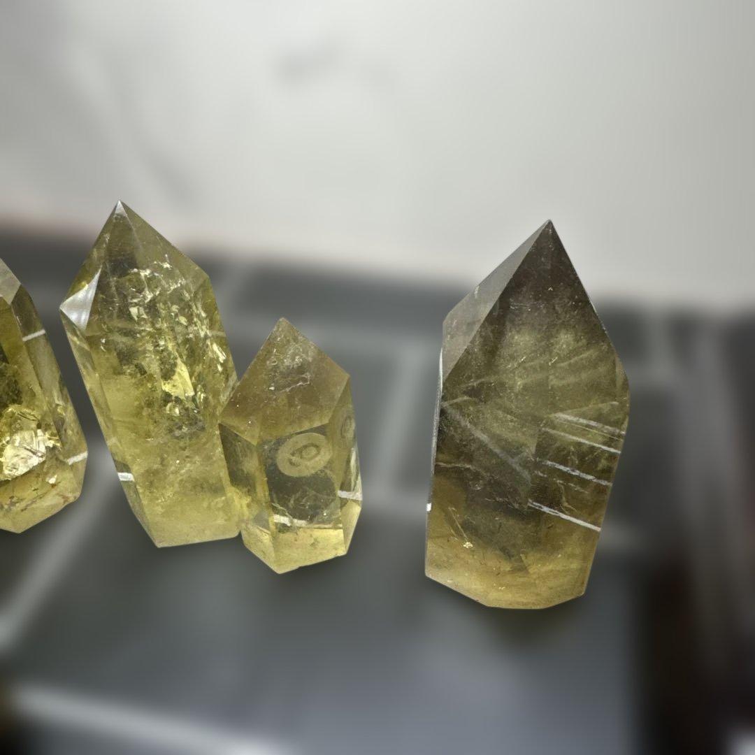 高透明　シトリンクラスター 原石 台座付き　スモーキーシトリン　ポイントセット