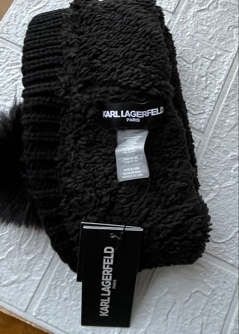 KARL LAGERFELD ブラックニット帽 フリーサイズ