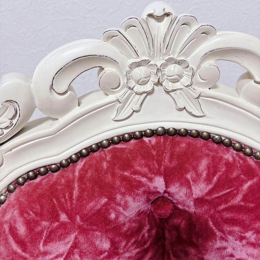 【ロココ様式】猫脚 アンティーク調 ダイニングチェア ベルベット ピンク お姫様