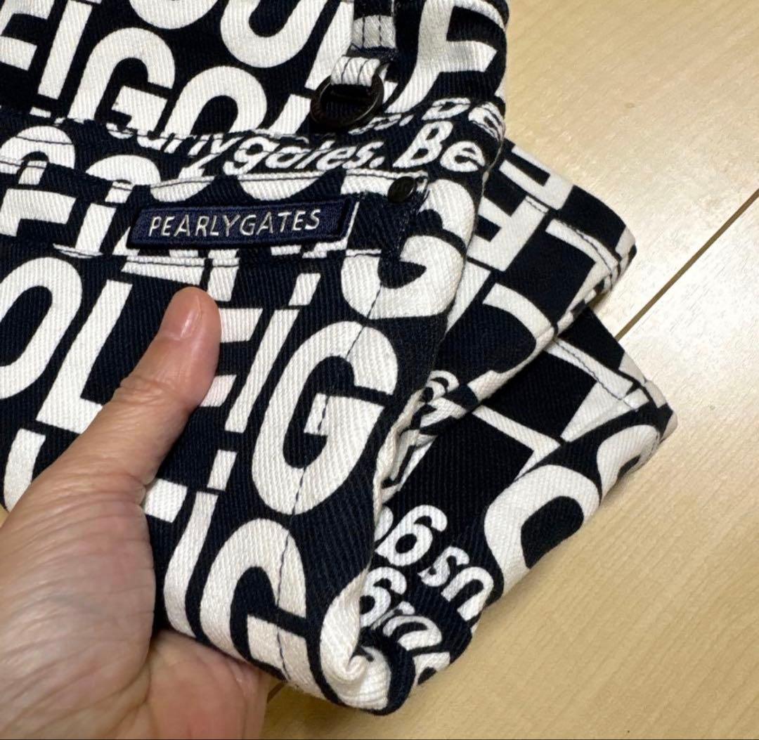 PEARLY GATES ロゴプリントスカート 黒✖️白　0 オマケ付き