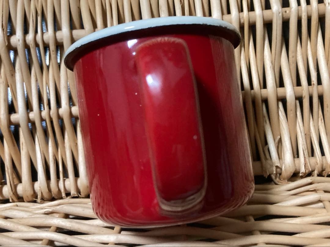 1970年代　未使用保管品　ラングラー琺瑯ノベルティーマグカップ　レッド