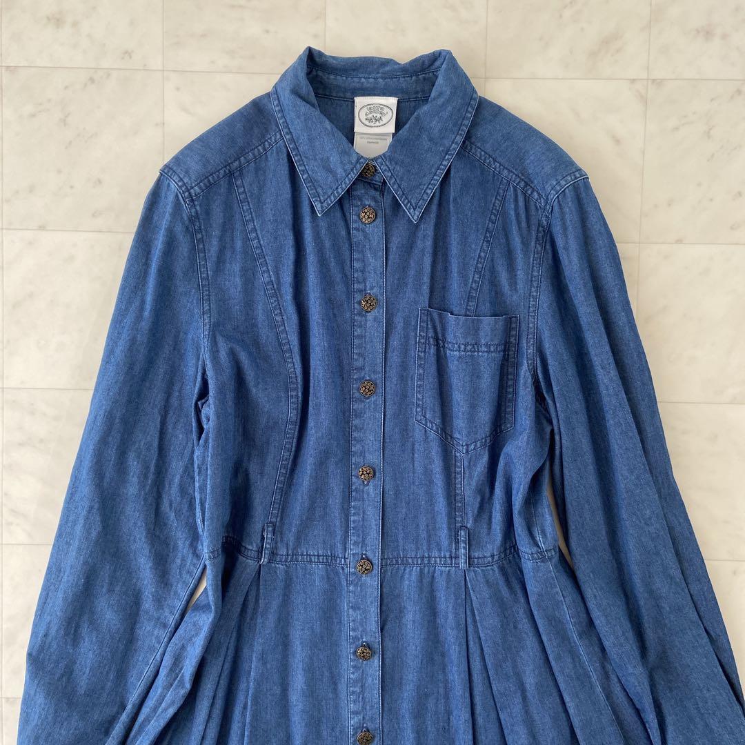 ✨美品✨レア　ローラアシュレイ　デニム　ロングワンピース　サイズ42 ゆったり