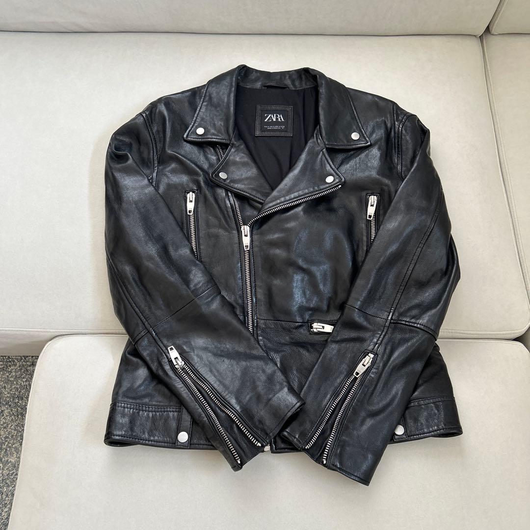 ZARA メンズ 黒 レザージャケット XL 美品
