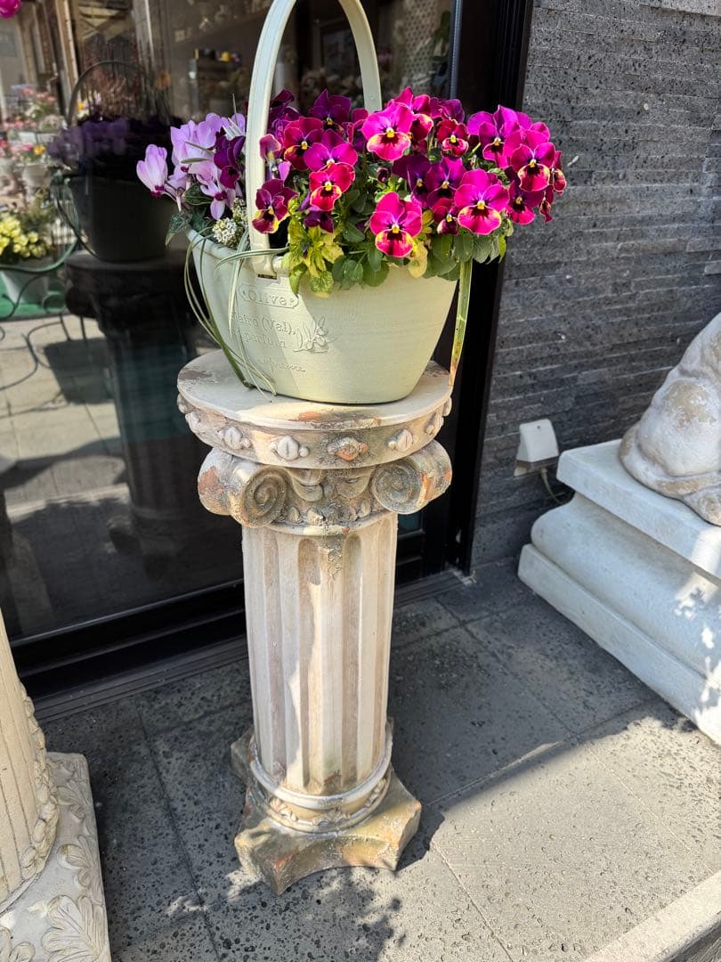 フラワースタンド　円柱L アンティーク調　置物