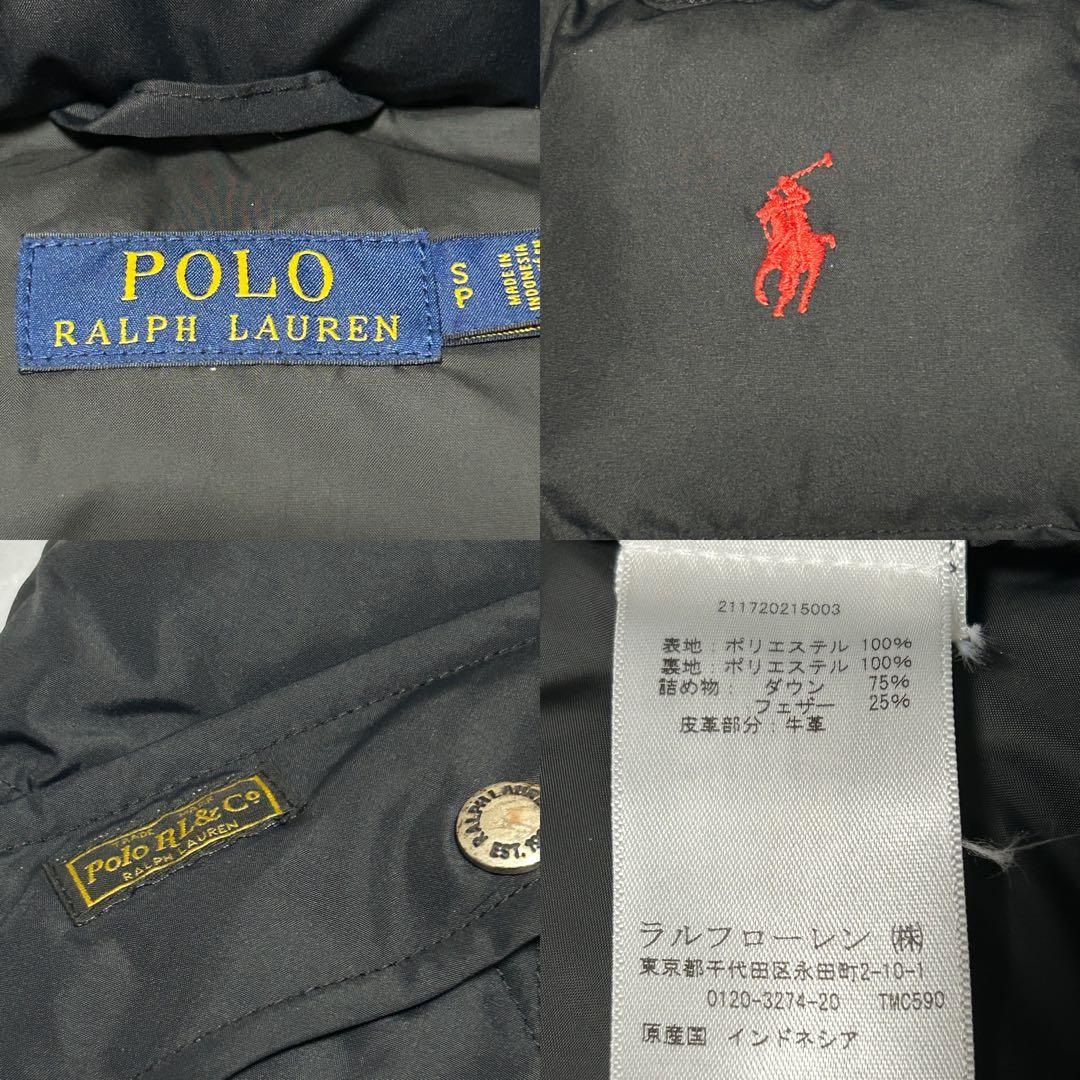 ☆状態良好☆【ポロラルフローレン】メンズ ダウンベスト ロゴ入り 2Way 黒